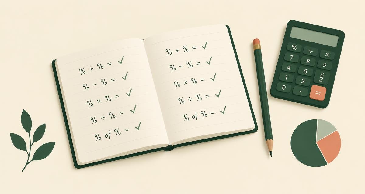 Übungsheft mit Prozentaufgaben, Häkchen und Bleistift neben einem Taschenrechner und einem Kreisdiagramm als Sinnbild für Prozentrechnung Aufgaben mit Lösungen